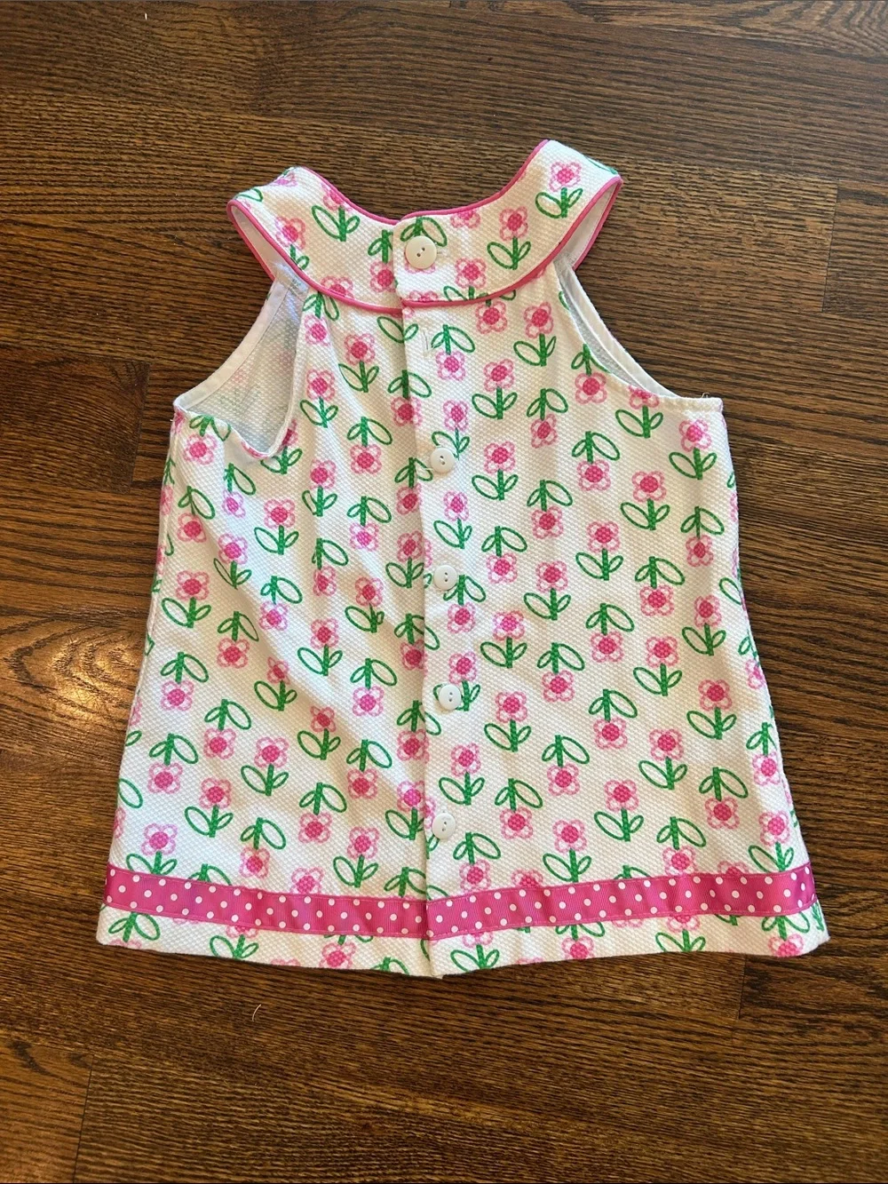 Girls Two-Piece Pink & Green Floral Tank and Skirt Set